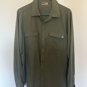 Men's Casual Button-Down Shirt - Olive Green